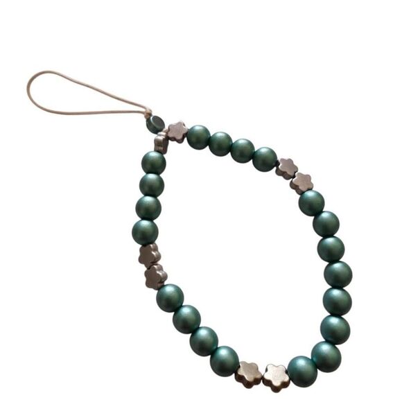 Handmade Metallic Beaded Phone Strap - Picture 1 of 3